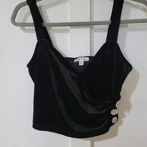 Velvet Black Top with Embellishments